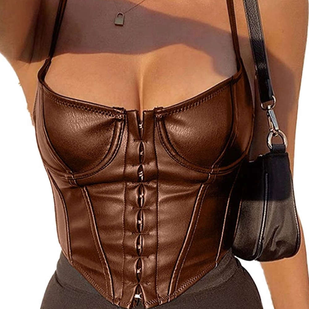 Faux leather corset